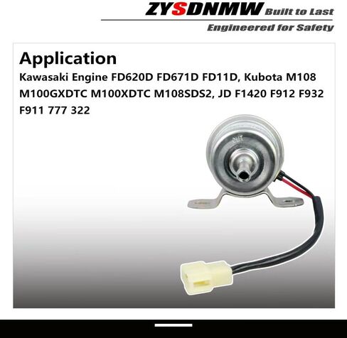 RC601-51352 Fuel Pump Fit for Kawasaki Engine FD620D FD671D FD11D, Kubota M108 M100GXDTC M100XDTC M108SDS2, JD F1420 F912 F932 F911 777 322 Replace 49040-2065, 490402065 in Kuwait