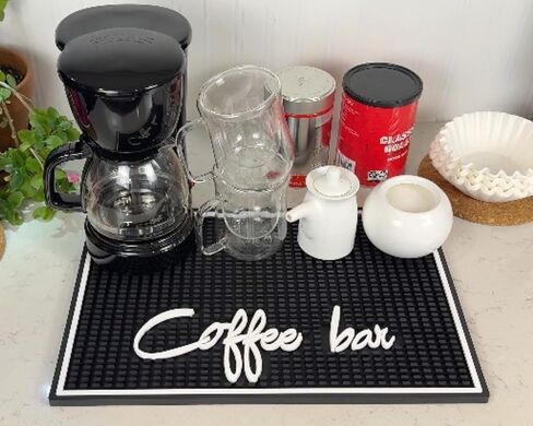 Elevate Your Coffee Game with the Ultimate Coffee Bar Mat for Countertop - Spill-Proof, Large 18 x 12" - Protect Your Countertop with our Durable Rubber Coffee Mat  - Perfect Coffee Station Accessory in Saudi Arabia