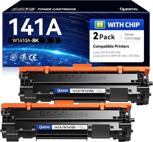 Quomo 141A Toner Cartridge with chip (2-Pack) High Yield Compatible for HP 141A W1410A Black LaserJet Toner Cartridges use with HP Laser Jet MFP M110w M139w M140w Series not Compatible M110we M140we in Kuwait