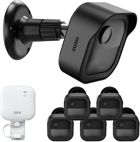 Blink Outdoor 4 (الجيل الرابع) حامل على الحائط، غطاء واقٍ مقاوم للطقس وحامل قابل للتعديل 360 درجة مع وحدة مزامنة Blink 2 مخرج للكاميرا الأمنية الداخلية Blink Outdoor (أسود، 5 عبوات) in Kuwait