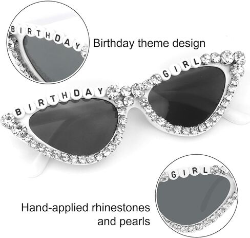 CUBACO Birthday Girl Sash and Sunglasses, Silver Birthday Party Decorations for Women Black Decorations Sweet 16 18th 21st 25th 30th 40th 50th Accessories Gifts Party Favors Supplies in Kuwait