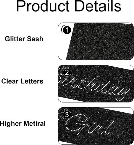 CUBACO Birthday Girl Sash and Sunglasses, Silver Birthday Party Decorations for Women Black Decorations Sweet 16 18th 21st 25th 30th 40th 50th Accessories Gifts Party Favors Supplies in Kuwait