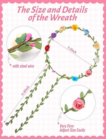 20Pcs Flower Crowns Headbands, Floral Fairy Crowns for Girls, Wreath Headband for Garden Party, Birthday, Vacation Fairy Party Wedding Festival in Kuwait