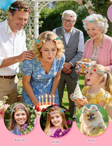 20Pcs Flower Crowns Headbands, Floral Fairy Crowns for Girls, Wreath Headband for Garden Party, Birthday, Vacation Fairy Party Wedding Festival in Kuwait