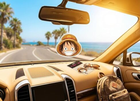 PumpCar 2 pieces Luffy head double-sided hanging cartoon cherry-scented funny car air freshener Cool hanging for rearview mirror Car Interior Accessories Gifts in Kuwait