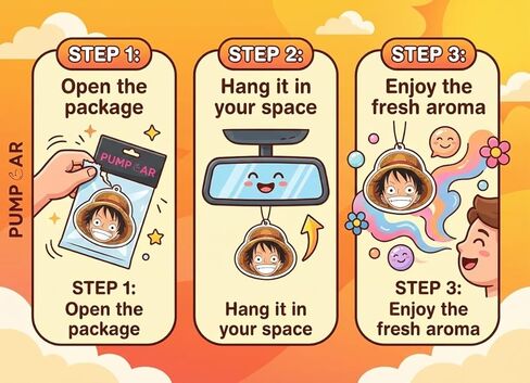 PumpCar 2 pieces Luffy head double-sided hanging cartoon cherry-scented funny car air freshener Cool hanging for rearview mirror Car Interior Accessories Gifts in Kuwait