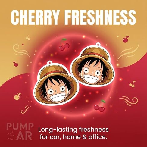 PumpCar 2 pieces Luffy head double-sided hanging cartoon cherry-scented funny car air freshener Cool hanging for rearview mirror Car Interior Accessories Gifts in Kuwait