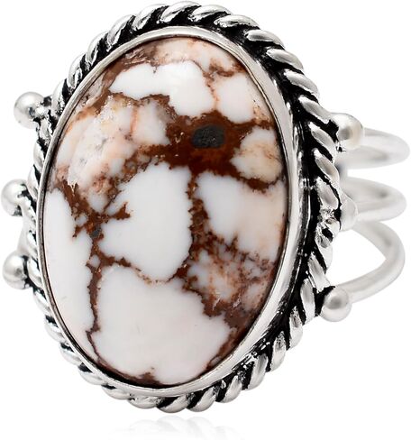 Natural Orange Oyster Turquoise Gemstone 925 Solid Sterling Silver Handmade Statement Ring for Women Christmas Gift (8, Wild Horse) in Saudi Arabia