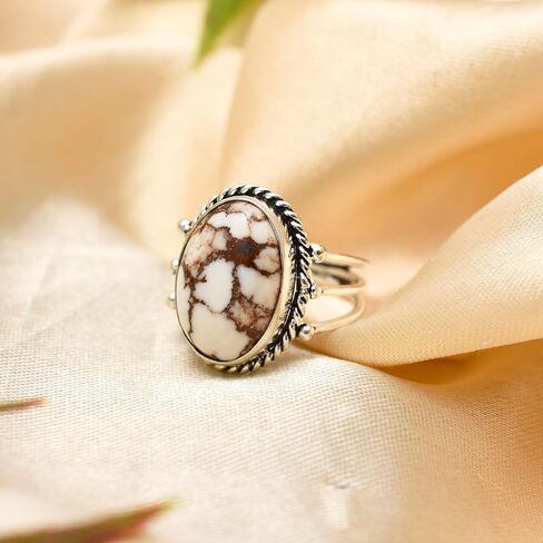 Natural Orange Oyster Turquoise Gemstone 925 Solid Sterling Silver Handmade Statement Ring for Women Christmas Gift (8, Wild Horse) in Saudi Arabia