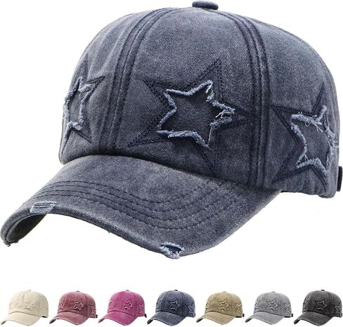 Retro Baseball Cap Star Embroidery Washed Cotton Hats in Kuwait