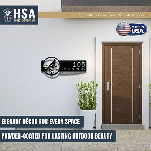 لوحة عنوان كاردينال مخصصة من HOUSESENSATIONSART - أرقام منزل معدنية مخصصة وعلامة عائلية ثابتة، ديكور منزلي خارجي مقاوم للطقس وهدية الانتقال لمنزل جديد in Saudi Arabia
