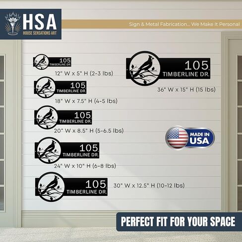لوحة عنوان كاردينال مخصصة من HOUSESENSATIONSART - أرقام منزل معدنية مخصصة وعلامة عائلية ثابتة، ديكور منزلي خارجي مقاوم للطقس وهدية الانتقال لمنزل جديد in Saudi Arabia