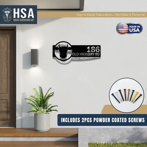 HouseSensationsArt Personalized Cattle Farm Address Plaque – Custom Metal House Numbers Sign, Weather-Resistant Indoor & Outdoor Home Décor & Housewarming Gift in Saudi Arabia