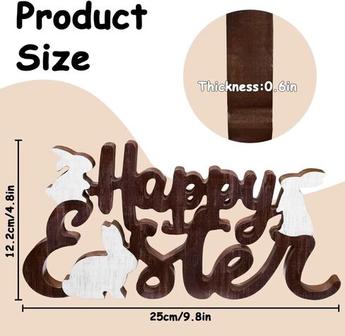 علامة خشبية على شكل أرنب عيد الفصح السعيد، ديكورات طاولة المزرعة على شكل أرنب للمنزل، والمكتب، والرف، والرف، والأماكن الداخلية، وحفلات الربيع، وديكور مستلزمات الحفلات in Kuwait