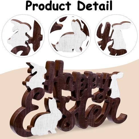 علامة خشبية على شكل أرنب عيد الفصح السعيد، ديكورات طاولة المزرعة على شكل أرنب للمنزل، والمكتب، والرف، والرف، والأماكن الداخلية، وحفلات الربيع، وديكور مستلزمات الحفلات in Kuwait