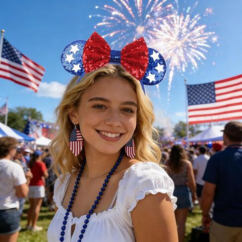 يوم الاستقلال عقال، الرابع من يوليو الترتر الأذن الماوس للنساء الفتيات الأطفال، إكسسوارات الشعر الوطنية زي تأثيري أغطية الرأس لعيد الاستقلال الوطني تحت عنوان زينة عطلة الطرف in Kuwait