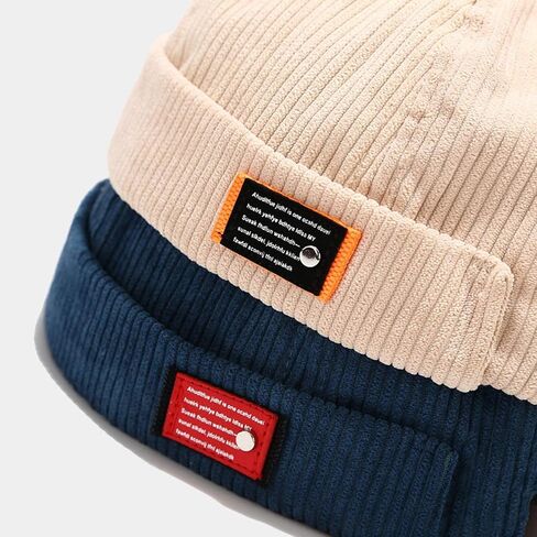 Unisex Letters Label Cap Hip Hop Retro Rolled Cuff Brimless Skull in Saudi Arabia