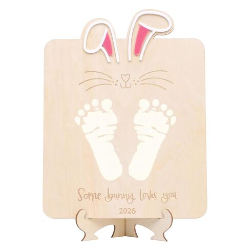Some Bunny Loves You Footprint Sign- Easter Footprint Sign, Easter Bunny Wooden Board, Custom Newborn Easter Sign, Easter Party Decorations Supplies (Easter Footprint 1) in Saudi Arabia