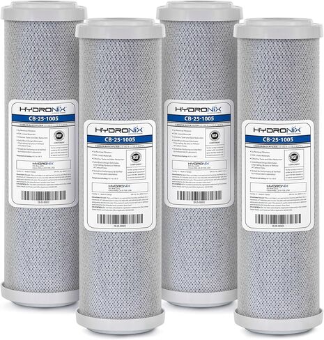 Hydronix 4 Pack Carbon Block Water Filters Coconut Shell CTO for Whole House, RO, DI, Hydroponics - 10" x 2.5", 5 Micron in Kuwait