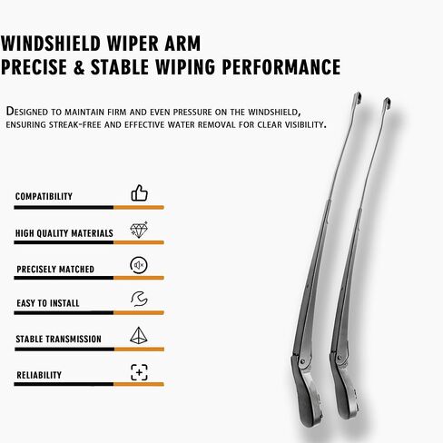 1 Pair Front Windshield Wiper arms kit Noiseless Rust Compatible with Dodge Ram 1500 2002-2004 Ram 2500 3500 2003-2004 Replace OE 42884 42885 55077133AA 55077132AA 55077133AB 55077132AB in Kuwait