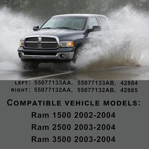 1 Pair Front Windshield Wiper arms kit Noiseless Rust Compatible with Dodge Ram 1500 2002-2004 Ram 2500 3500 2003-2004 Replace OE 42884 42885 55077133AA 55077132AA 55077133AB 55077132AB in Kuwait