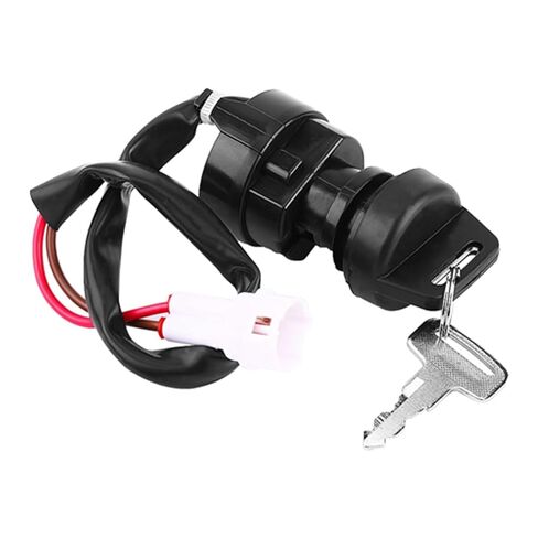 Motorcycle Ignition Switch Kit, 2Pin 2 Wires Ignition Switch with 2Pcs Matching Keys, Plastic ATV Ignition Key Switch Compatible with YFM 350, 660R, 700R, 350X, Black in Kuwait