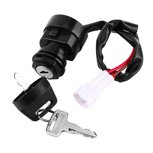 Motorcycle Ignition Switch Kit, 2Pin 2 Wires Ignition Switch with 2Pcs Matching Keys, Plastic ATV Ignition Key Switch Compatible with YFM 350, 660R, 700R, 350X, Black in Kuwait