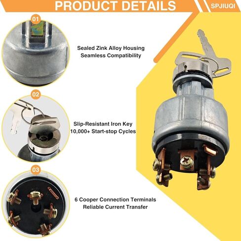 6-Terminal Diesel Tractor Ignition Starter Key Switch 194322-52110 194155-52110 for Yanmar 2402 2420 2500 2610 2820 3220 4220 for John Deere CH11696 650 750 850 Komatsu 08086-10000 in Saudi Arabia