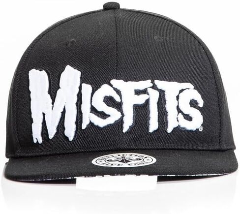 قبعة Affliction Misfits Snapback، سوداء مع شعار أبيض، حافة سفلية مطبوعة على شكل جمجمة in Kuwait