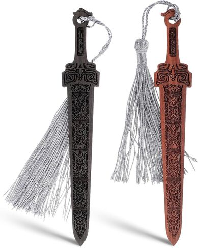 2PCS Sword Shaped Wooden Bookmarks, Creative Vintage Wood Bookmark, Handmade Wood Book Mark Reading Page Markers Woods Book Marks for Men Crafting Books Lovers in Saudi Arabia