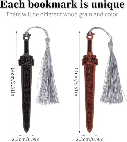 2PCS Sword Shaped Wooden Bookmarks, Creative Vintage Wood Bookmark, Handmade Wood Book Mark Reading Page Markers Woods Book Marks for Men Crafting Books Lovers in Saudi Arabia