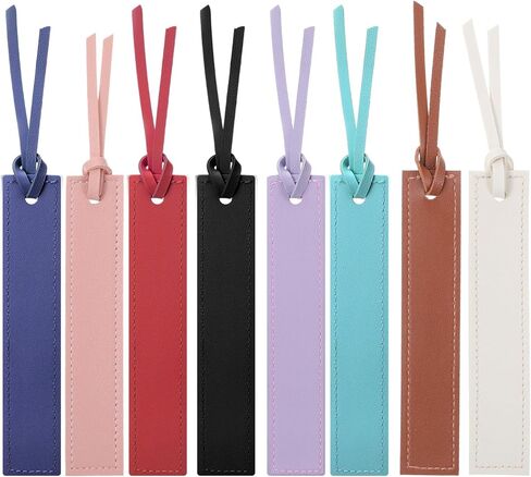 8PCS Leather Bookmarks Stitched Bookmark with Leather Rope Classic Book Marks for Reading Women Page Markers for Books for Book Lovers, Readers in Kuwait