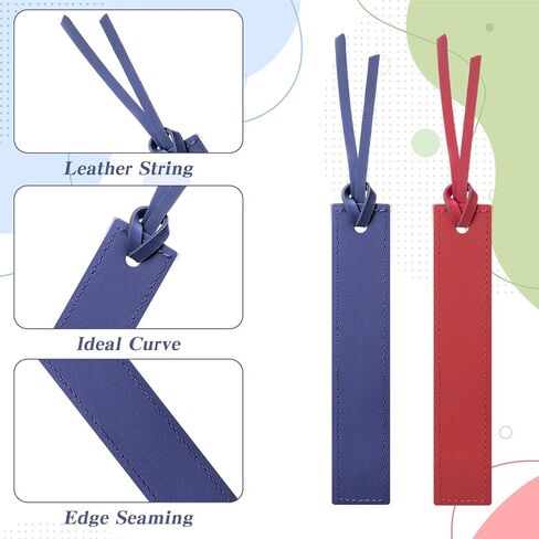 8PCS Leather Bookmarks Stitched Bookmark with Leather Rope Classic Book Marks for Reading Women Page Markers for Books for Book Lovers, Readers in Kuwait