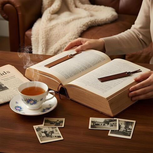 8PCS Leather Bookmarks Stitched Bookmark with Leather Rope Classic Book Marks for Reading Women Page Markers for Books for Book Lovers, Readers in Kuwait