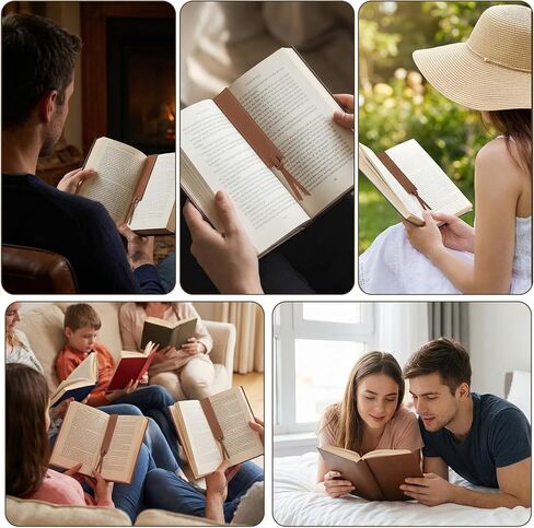 8PCS Leather Bookmarks Stitched Bookmark with Leather Rope Classic Book Marks for Reading Women Page Markers for Books for Book Lovers, Readers in Kuwait