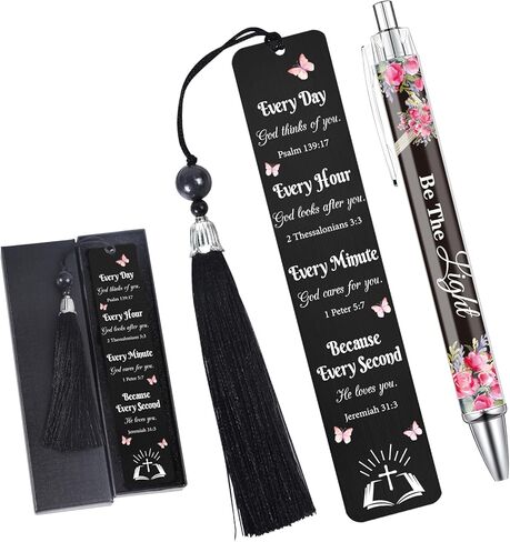 Christian Bookmark with Pen Gifts - Inspirational Bible Verse Gift for Book Lovers, Religious Church Biblical Birthday Present for Men Women, Baptism Christmas School Office Supplies in Kuwait