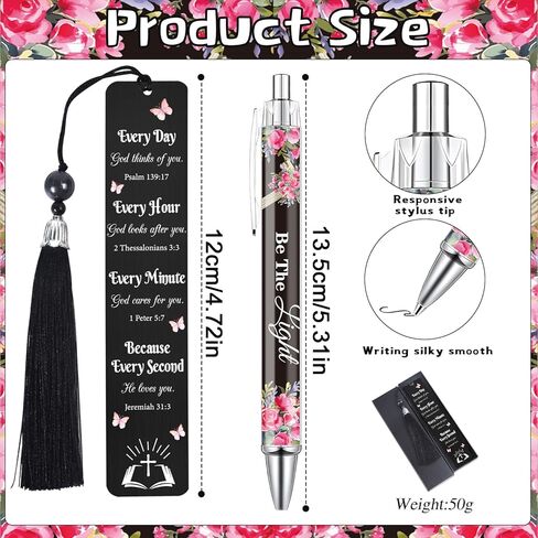 Christian Bookmark with Pen Gifts - Inspirational Bible Verse Gift for Book Lovers, Religious Church Biblical Birthday Present for Men Women, Baptism Christmas School Office Supplies in Kuwait