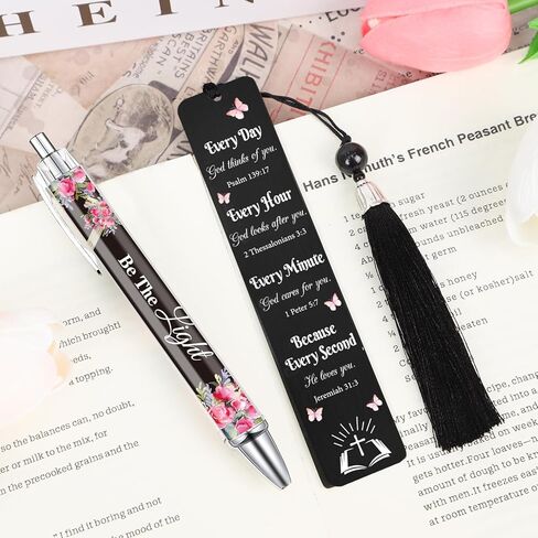 Christian Bookmark with Pen Gifts - Inspirational Bible Verse Gift for Book Lovers, Religious Church Biblical Birthday Present for Men Women, Baptism Christmas School Office Supplies in Kuwait