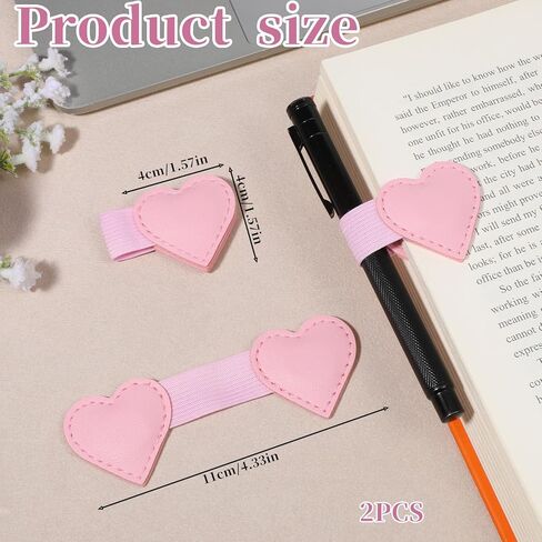 قطعتان من الإشارات المرجعية الجلدية المغناطيسية مع مشبك قلم حامل قلم مغناطيسي على شكل قلب هدية لطيفة لمحبي الكتب وقراء الكتب وإكسسوارات الكتب للنساء والفتيات ودفاتر الملاحظات والمجلات والتقويمات القياسية (وردي) in Kuwait