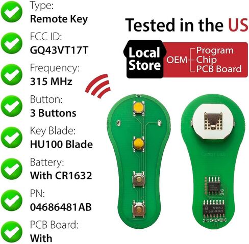 Car Key Fob Remote Keyless Entry Control GQ43VT17T 315MHz 3 Button Replacement for 2002 2003 2004 2005 2006 2007 2008 Chrysler Crossfire Voyager Dodge Caravan Dakota Durango Grand Ram Jeep Plymouth in Saudi Arabia