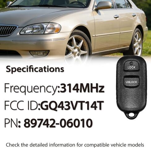 Fits for Toyota Camry Solara Matrix Sienna Corolla Pontiac Vibe 2005 2006 2007 2008 Key Fob GQ43VT14T 314MHz 3 Buttons in Kuwait