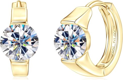 Moissanite Earrings,Sterling Silver Hoop Earrings for Women, 10.8mm Inner Diameter Small Chunky Hoops 1 Carat Huggie CTTW 2CT in Saudi Arabia
