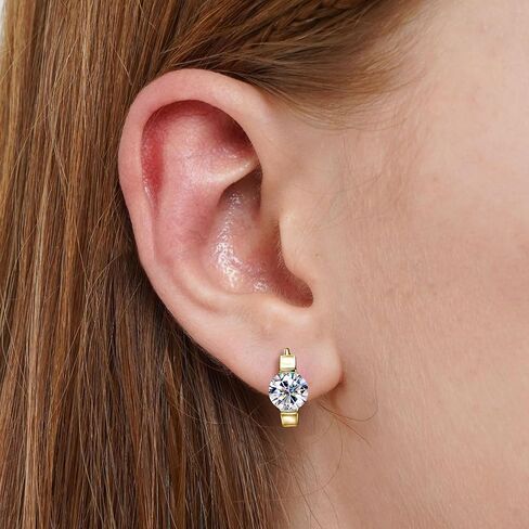 Moissanite Earrings,Sterling Silver Hoop Earrings for Women, 10.8mm Inner Diameter Small Chunky Hoops 1 Carat Huggie CTTW 2CT in Saudi Arabia