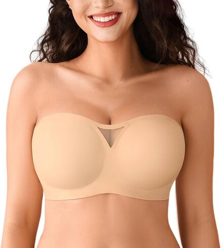 DEANGELMON Strapless Jelly Bras for Women Push Up Wireless Seamless Non Slip Bandeau Bra Womens Supportive Padded Tube Bra in Kuwait