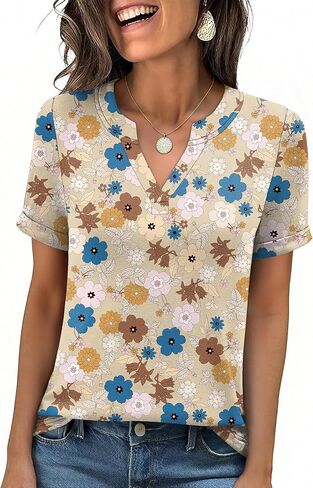 ANRABESS Womens Short Sleeve V Neck Tops Summer Casual T-Shirts Blouses 2026 Spring Trendy Beach Vacation Clothes in Saudi Arabia