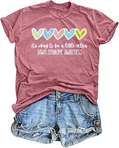 Down Syndrome Awareness Shirts: Women It's Okay to Be A Little Extra Down Syndrome Shirt Inspirational Saying Tee Tops in Kuwait