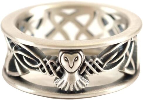 خاتم فضة بعقدة سلتيك البومة - مقاس 9 in Kuwait