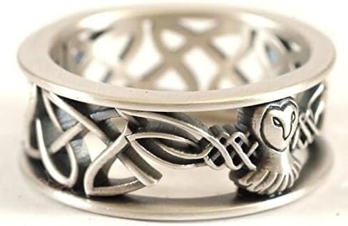 خاتم فضة بعقدة سلتيك البومة - مقاس 9 in Kuwait