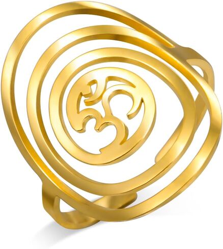 Dreamtimes Aom Om Ohm Signet Ring الفولاذ المقاوم للصدأ رمز مقدس تصميم دائرة هندسية مجوهرات روحية خاتم للجنسين قابل للتعديل للرجال والنساء in Saudi Arabia