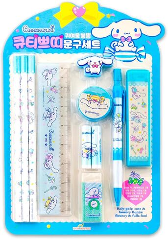 Cinnamoroll School Supplies Pack - 11 Pc Bundle with Sanrio Pencils, Mini Ruler, Eraser, Pencil Topper, Stickers, More for Kids, Girls | Cinnamoroll Back to School Supplies in Saudi Arabia